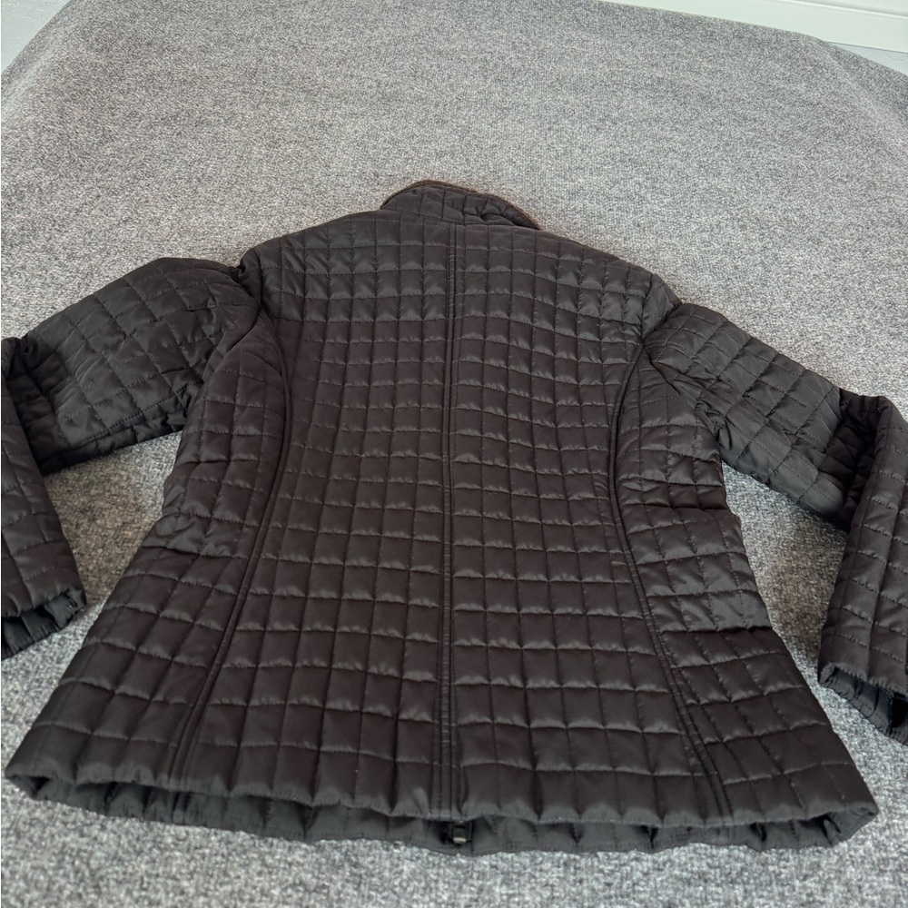 Vintage Dockers Women's Puffy Quilted Jacket Black Fur Neck size M - Picture 13 of 14